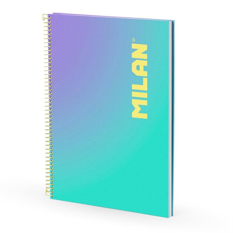 Pack De 2 Unidades - Cuaderno A4, Con Espiral, Tapa Dura, 90 Hojas Cuadriculadas, Banda Color, Turquesa