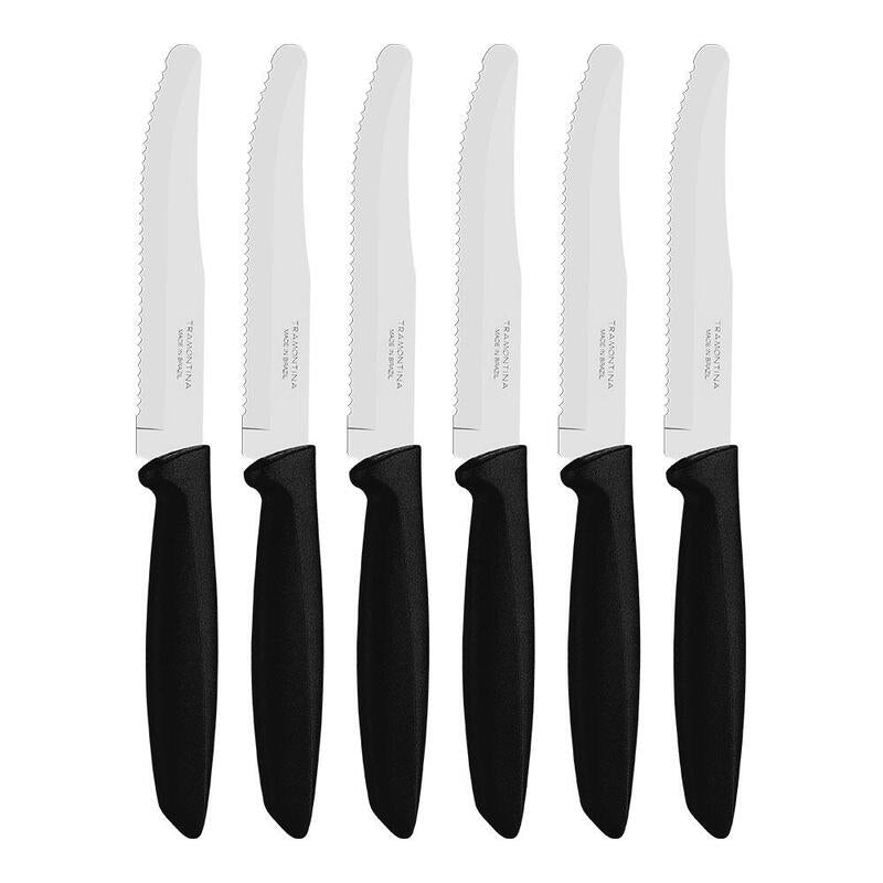 Pack De 2 Unidades - Cuchillos Dentados Para Carne Punta Redonda, Plenus, Negro, 6 Uds