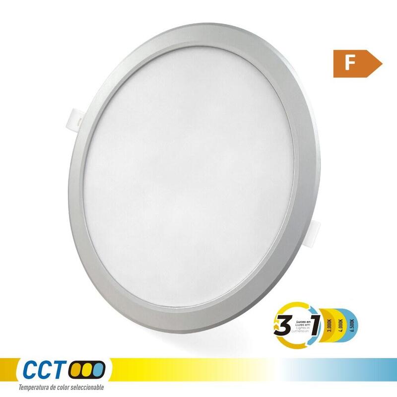 Pack De 2 Unidades - Downlight Led Empotrable, Redondo, 18 W, 3cct, 1820 Lm, Marco Aluminio, Ø22,3 Cm