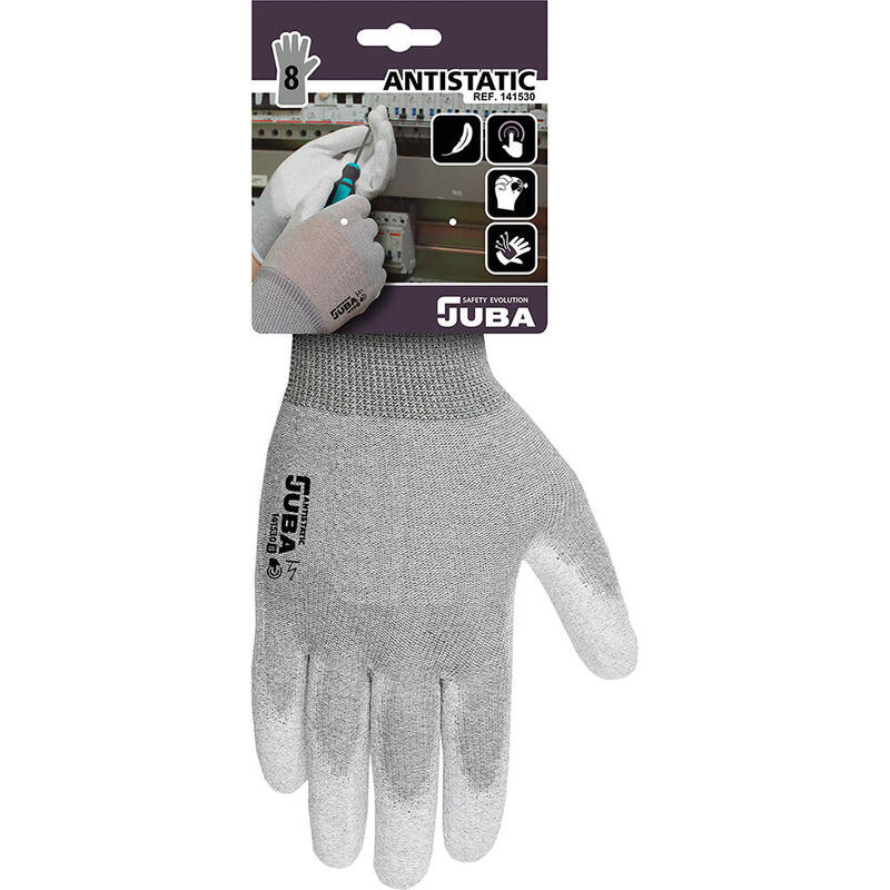 Pack De 2 Unidades - Guante Nailon / Fibra De Carbono Con Palma Poliuretano, Antiestático, T-09