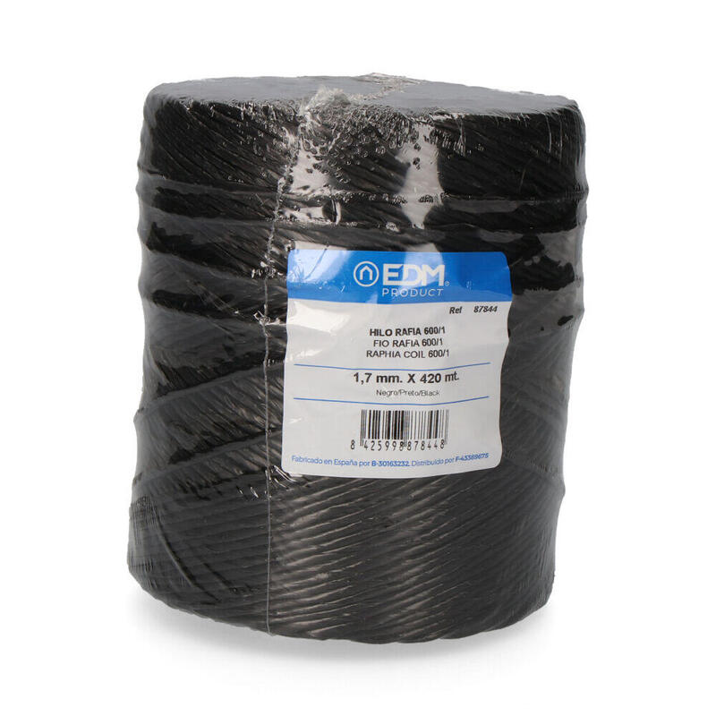 Pack De 2 Unidades - Hilo Rafia 600/1 Bobina 750g/420m Negro Edm