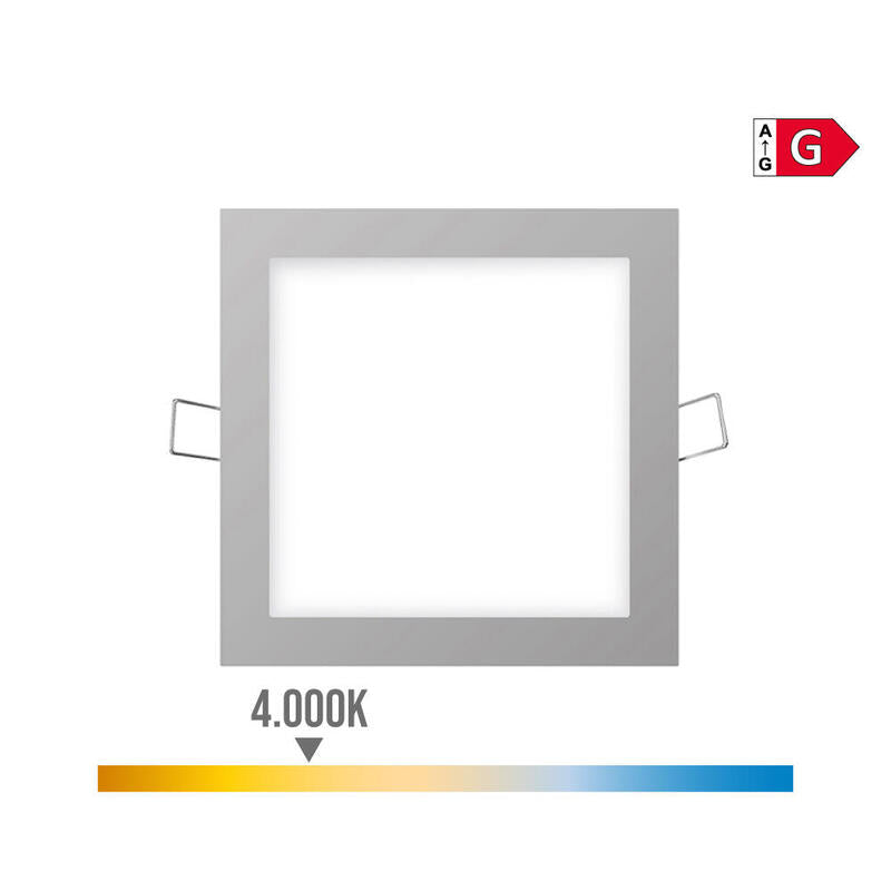 Pack De 2 Unidades - Mini Downlight Led Empotrable Cuadrado 6w 4000k Luz Dia. Color Cromo 11,7x11,7cm Edm