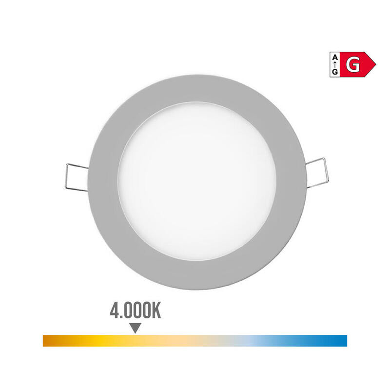 Pack De 2 Unidades - Mini Downlight Led Empotrable Redondo 6w 4000k Luz Dia. Color Cromado Ø11,7cm Edm