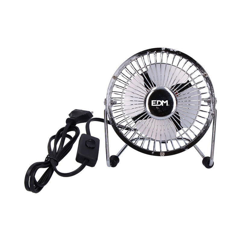 Pack De 2 Unidades - Mini Ventilador Industrial, De Sobremesa. Color Cromado. Potencia: 15w Aspas: Ø10x15cm Edm