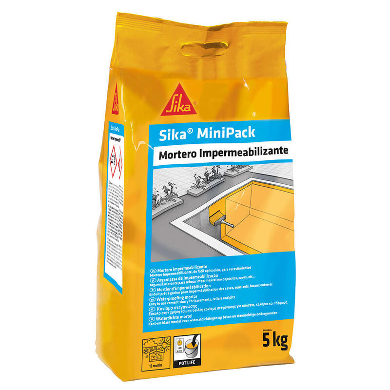 Pack De 2 Unidades - Mortero De Impermeabilización Sikaminipack Gris 5 Kg