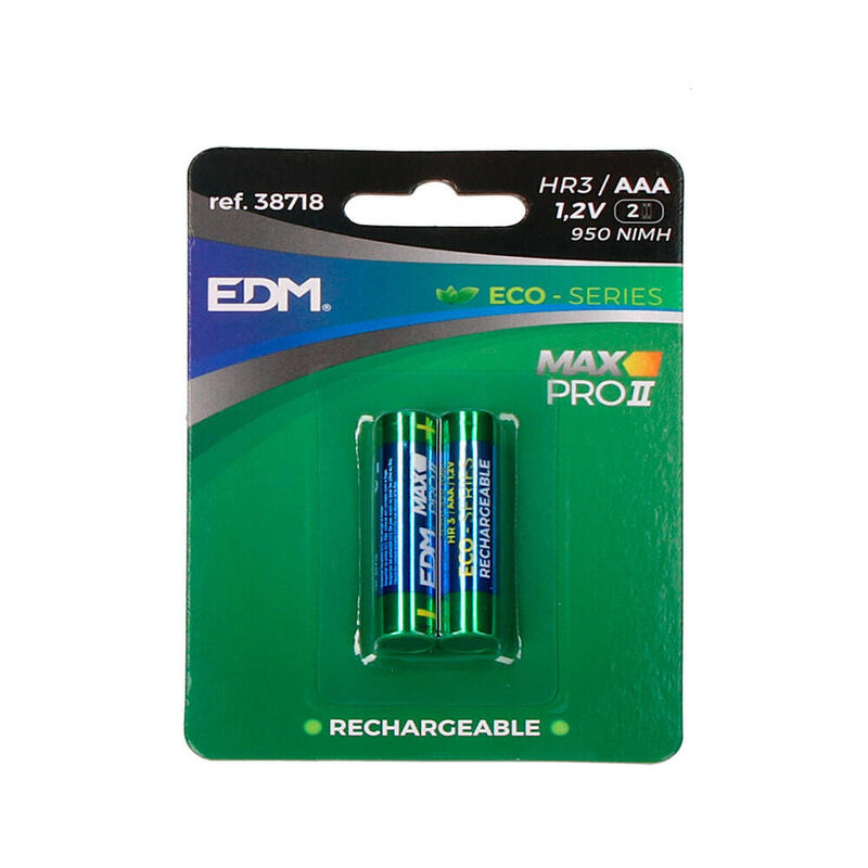 Pack De 2 Unidades - Pila Edm Recargable Eco-Series Aaa - Lr03 950ma (Blister 2 Unid.) Ø10,5x44,5mm