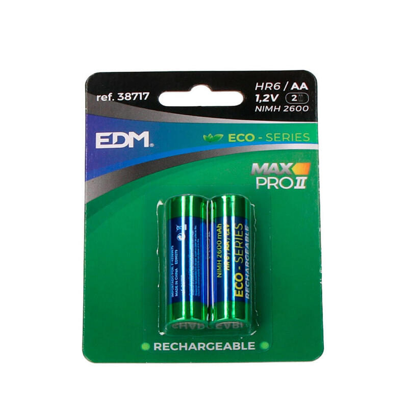 Pack De 2 Unidades - Pila Recargable Eco-Series Edm Aa - Lr06 2600ma (Blister 2 Unid.) Ø14,5x50,5mm