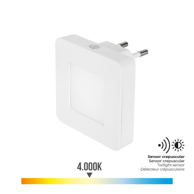 Pack De 2 Unidades - Piloto Noche Led 0,5w 5lm 4000k Luz Dia Cuadrado 6,5x4,5x6,5cm Edm