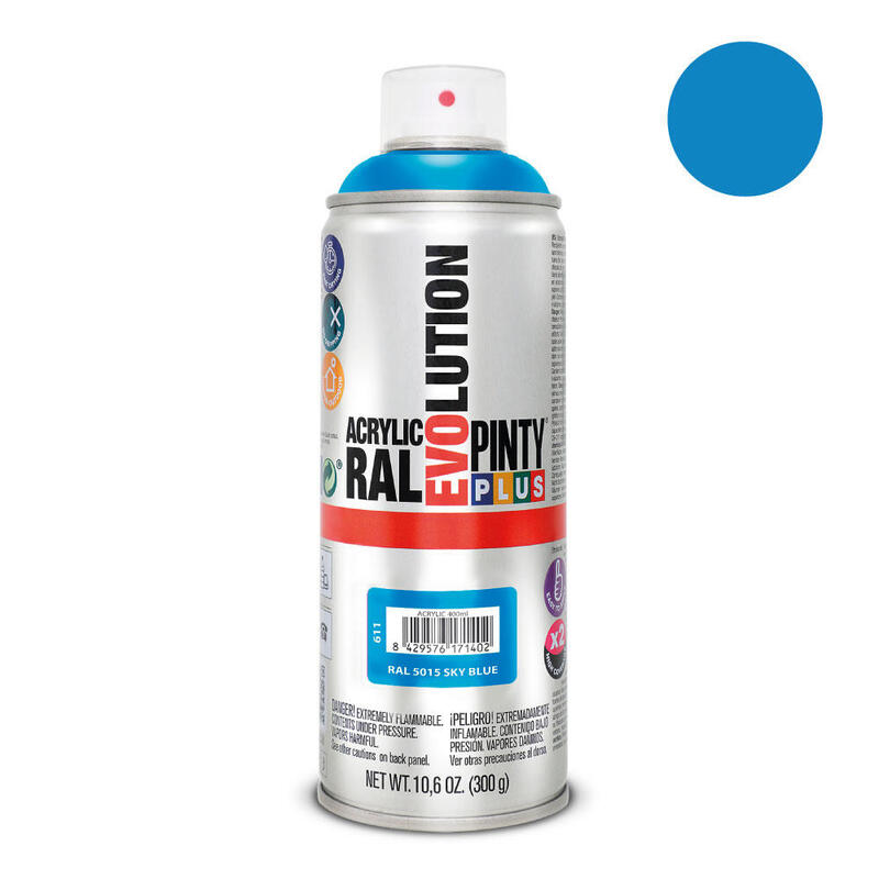 Pack De 2 Unidades - Pintura En Spray Pintyplus Evolution 520cc Ral 5015 Azul Celeste