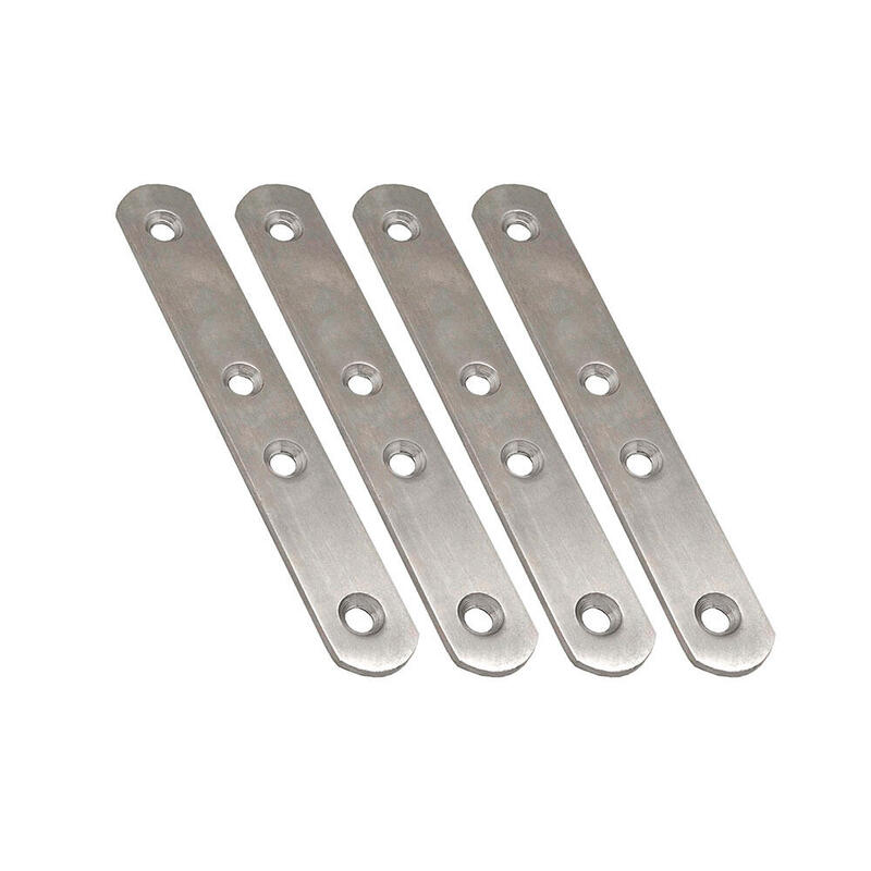 Pack De 2 Unidades - Placa Recta Unión Plc14, Acero Inoxidable, 120 X 19 X 2 Mm. 4 Unidades