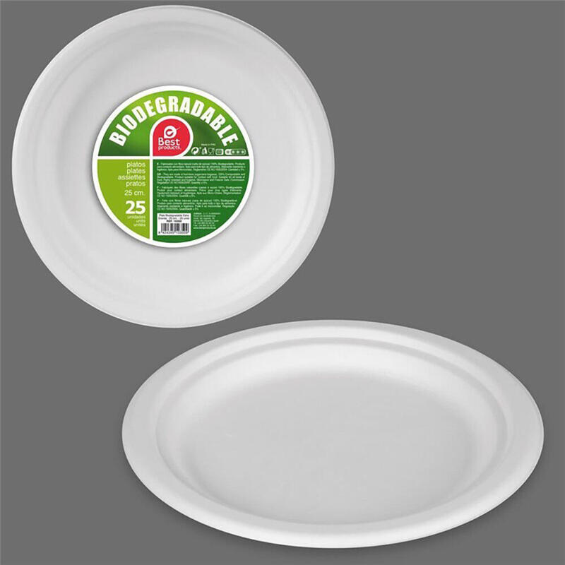 Pack De 2 Unidades - Platos De Cartón Redondos Blancos Ø25 Cm, 25 Uds