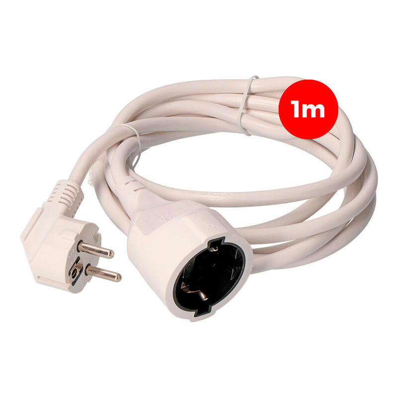 Pack De 2 Unidades - Prolongación Manguera 3x1,5mm T/Tl 1m Blanca Edm