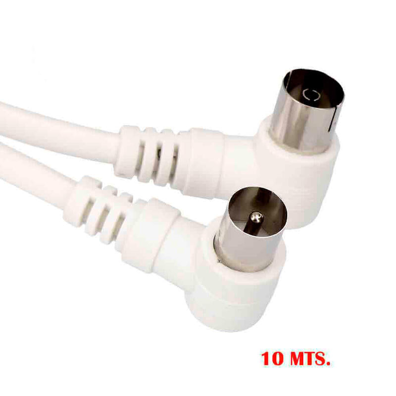 Pack De 2 Unidades - Prolongacion Tv Acodada 9,5mm 10m Envasada Blanca Edm