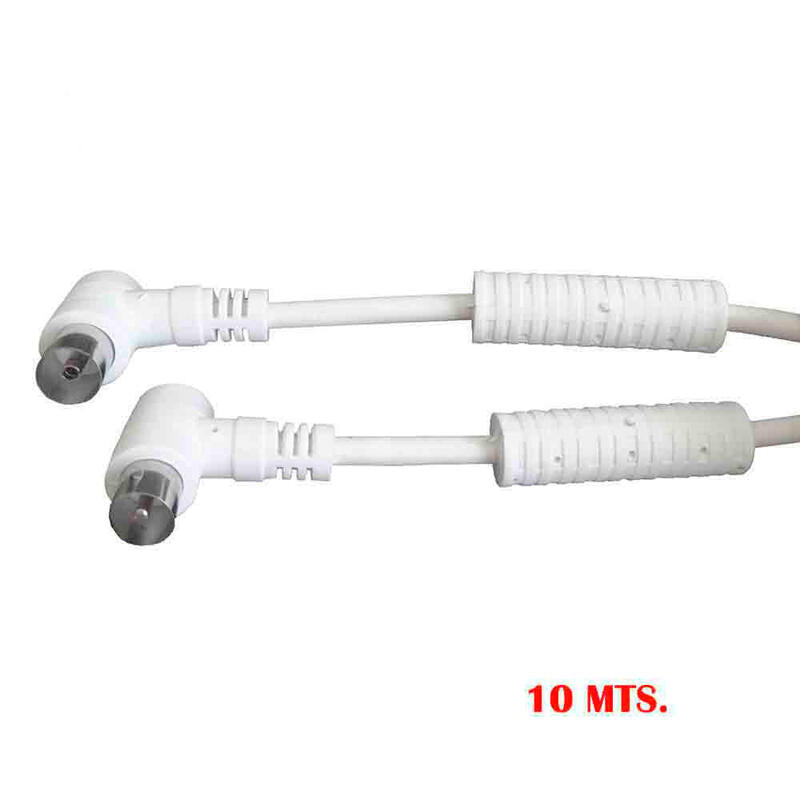 Pack De 2 Unidades - Prolongacion Tv-Video Acodada Con Filtro 9,5mm 10m Envasada Blanca Edm