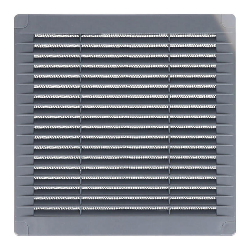 Pack De 2 Unidades - Rejilla Ventilación Cuadrada Con Tapones Y Mosquitera 150x150x7mm Abs Gris