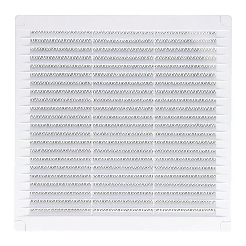 Pack De 2 Unidades - Rejilla Ventilación Cuadrada Con Tapones Y Mosquitera 200x200x7mm Abs Blanca