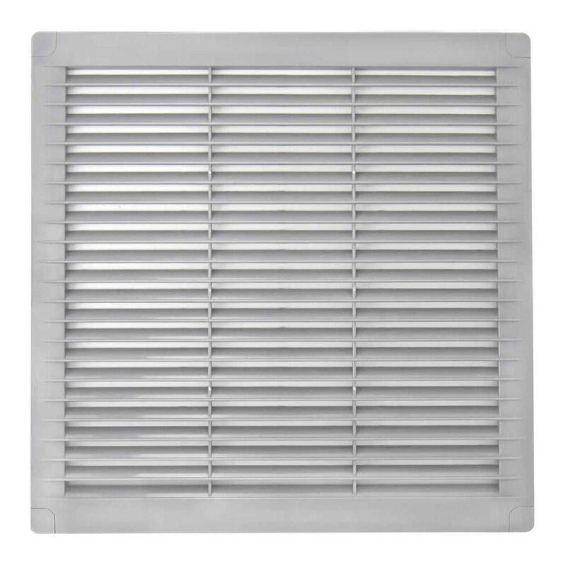 Pack De 2 Unidades - Rejilla Ventilación Cuadrada Con Tapones Y Mosquitera 250x250x7mm Abs Gris