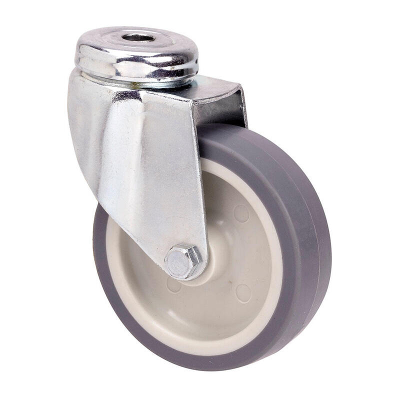 Pack De 2 Unidades - Rueda Giratoria De Goma Con Eje Liso Y Agujero, Color Gris, Carga Máx 40 Kg, Ø 5 Cm