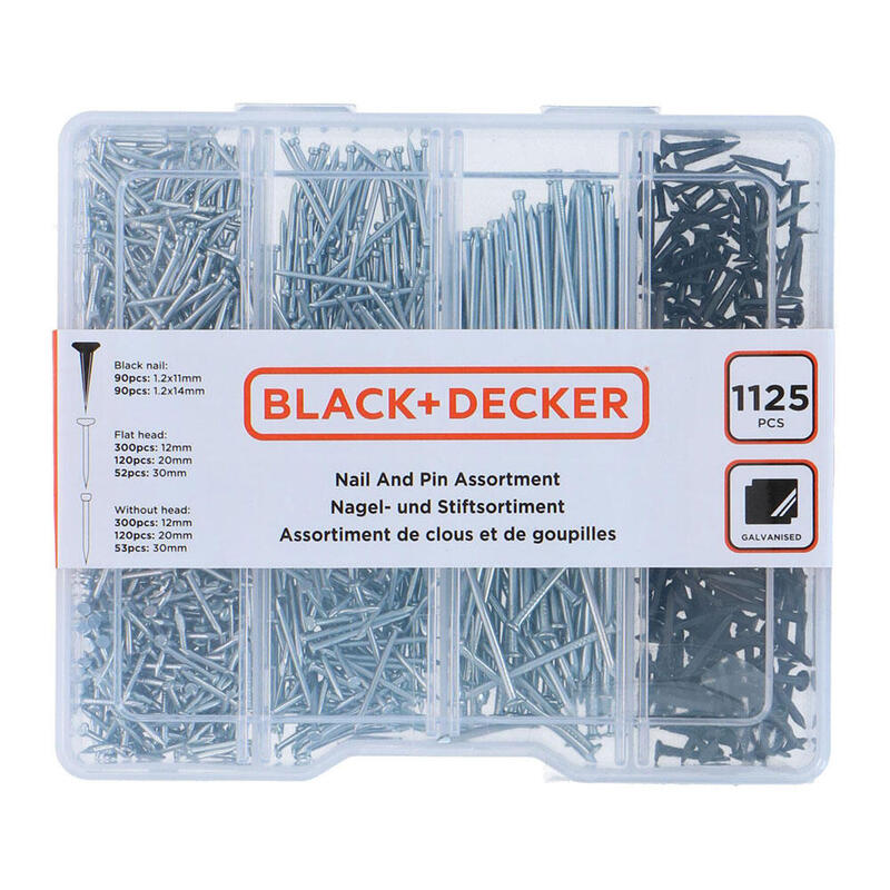 Pack De 2 Unidades - Surtido De Clavos 1125 Piezas Black+Decker
