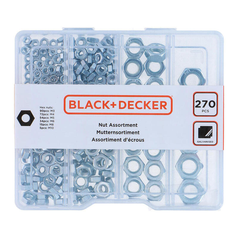 Pack De 2 Unidades - Surtido De Tuercas 270 Piezas Black+Decker