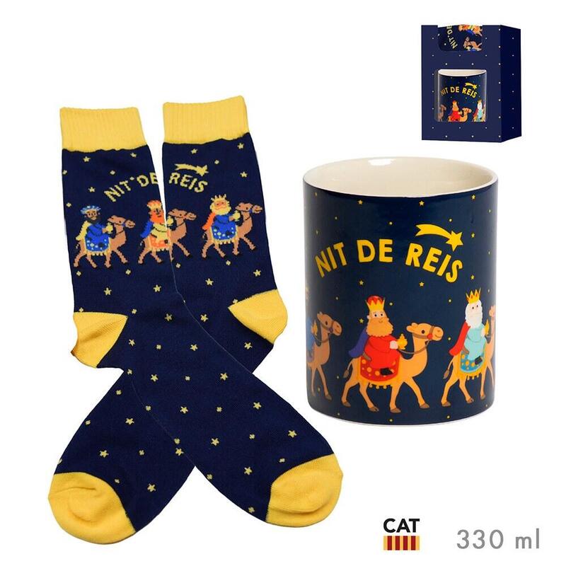 Pack De 2 Unidades - Taza Con Calcetines En Caja De Regalo Modelo Reis Cat