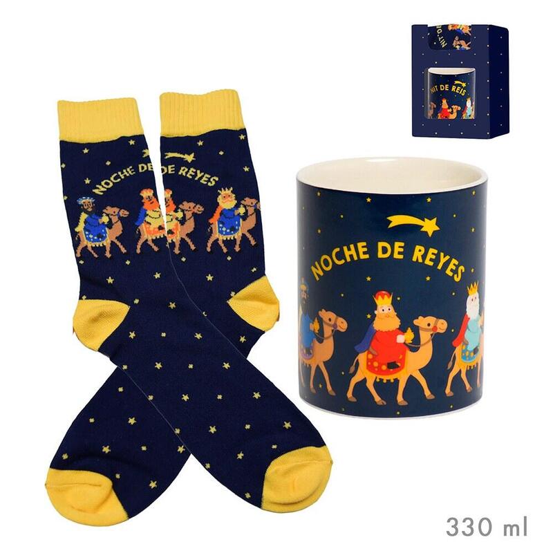 Pack De 2 Unidades - Taza Con Calcetines En Caja De Regalo Modelo Reyes Magos