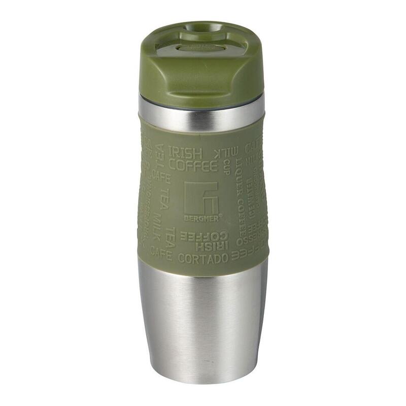 Pack De 2 Unidades - Vaso De Viaje De Acero Inoxidable, Verde Oliva, Experto, 360 Ml, Ø8,3 X 21,2 Cm