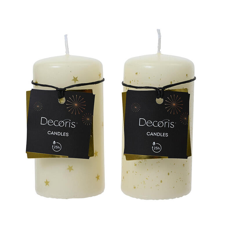 Pack De 2 Unidades - Vela De Cera Blanca, 2 Modelos, Ø5x10cm.