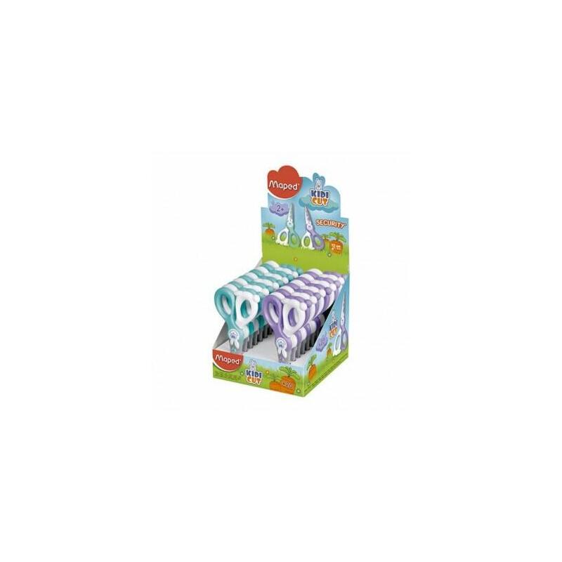 Pack De 20 Unidades Maped Kidikut Tijera Escolar Punta Redonda 12cm - Cuchillas En Fibra De Vidrio - Mango De Plastico