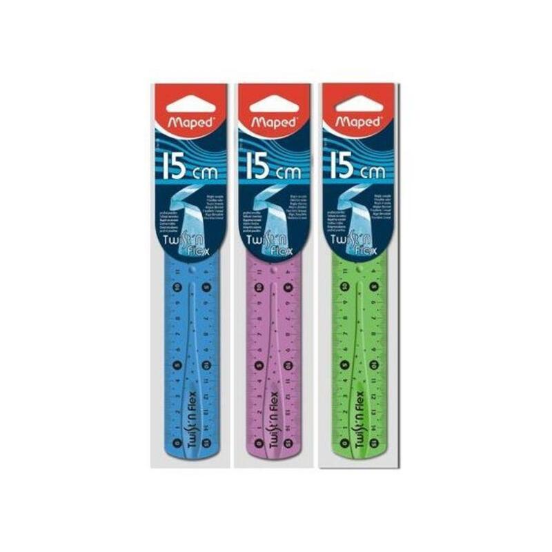 Pack De 20 Unidades Maped Regla Twist´N Flex Decorada Doble Graduación 15 Cm Colores Surtidos