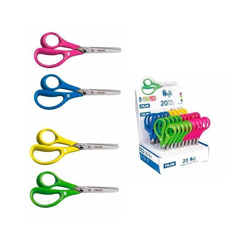 Pack De 20 Unidades Milan Tijeras Escolares Zurdos 14cm Asimétricas C/Surtidos