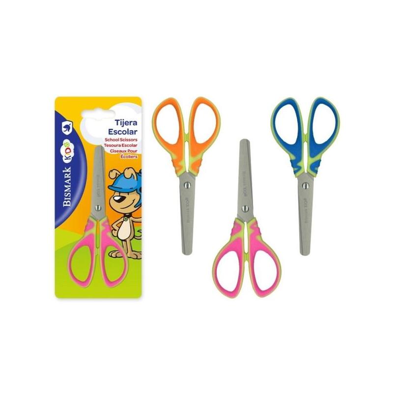 Pack De 24 Unidades Bismark Kids Basic Tijera Escolar - Mangos En Plastico - Punta Roma - 3 Diseã±Os Surtidos