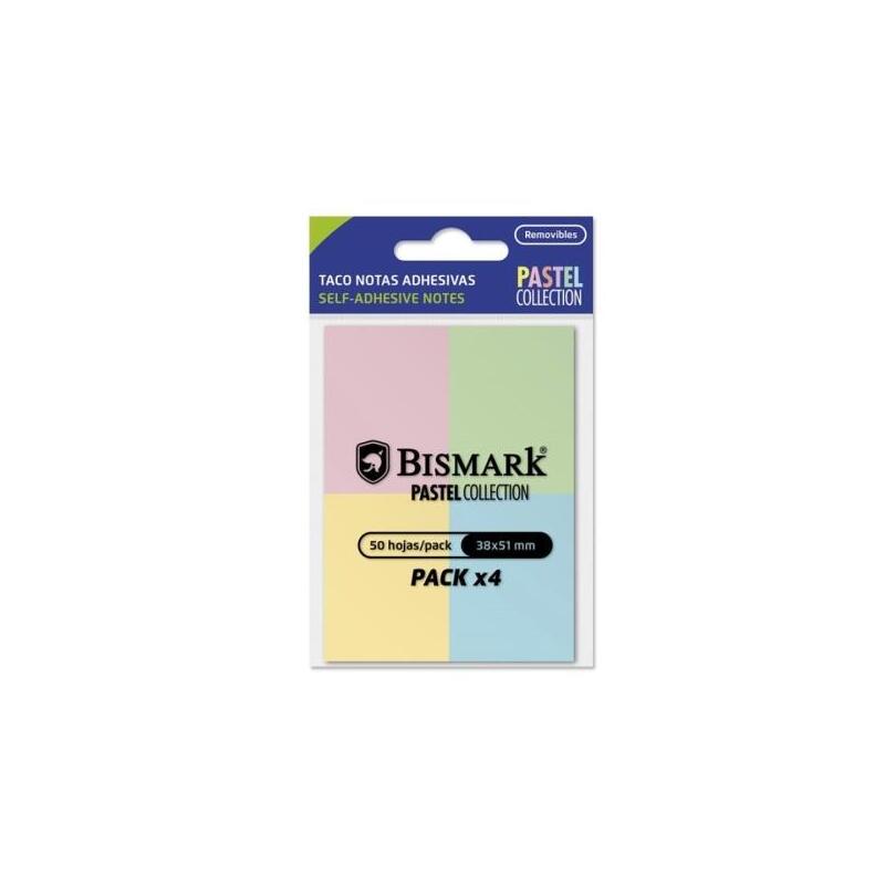 Pack De 24 Unidades Bismark Pack De 4 Blocs De 50 Notas Adhesivas 38x51mm - 4 Colores Pastel