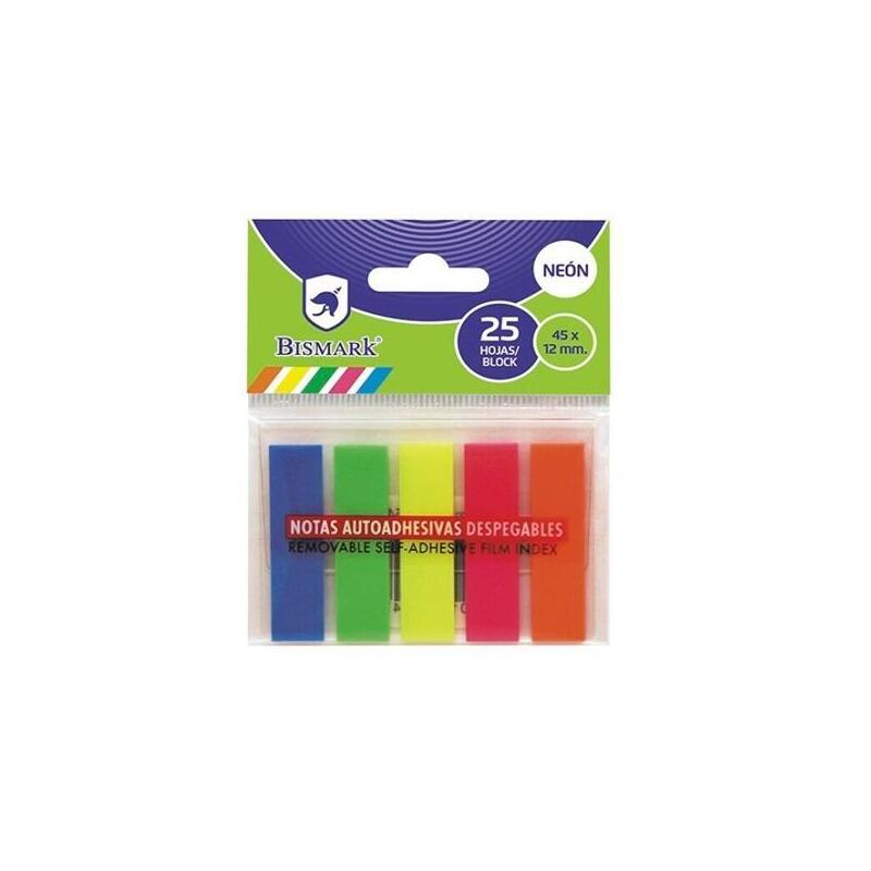 Pack De 24 Unidades Bismark Taco Guias Adhesivas Colores Neon 5x25 Hojas 45x12mm Blister