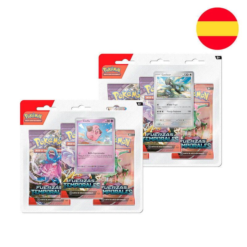 Pack De 24 Unidades - Blister Cartas 3 Sobres Refuerzo Fuerzas Temporales Pokemon Surtido Español
