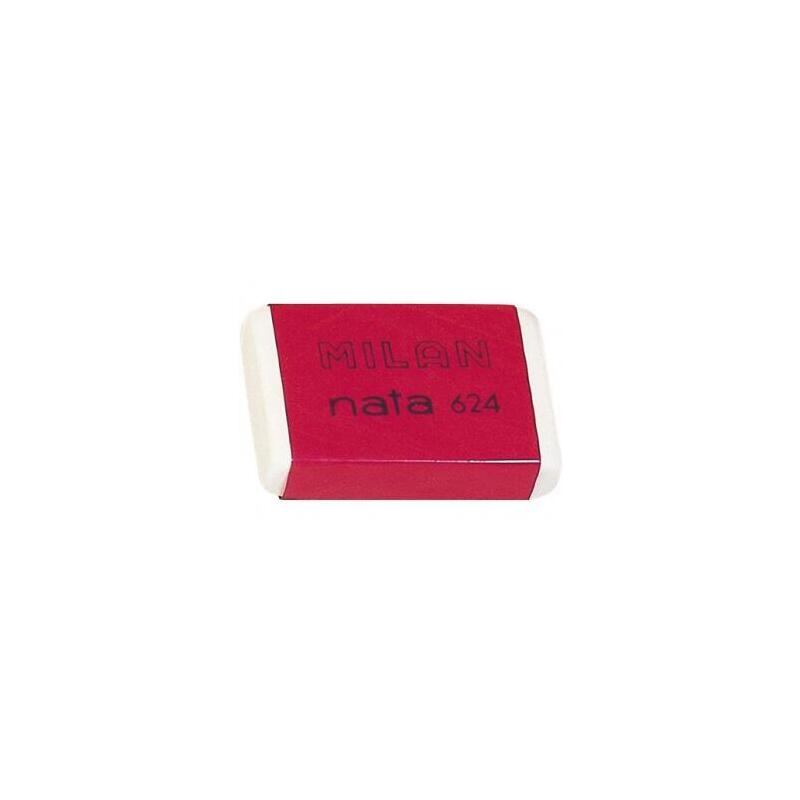 Pack De 24 Unidades Milan Nata 624 Goma De Borrar Rectangular - Plastico - Suave - No Abrasiva - Color Blanco