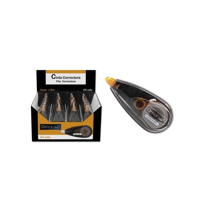 Pack De 24 Unidades Office Club Cinta Correctora 5mm X 8m - Cuerpo Transparente - Forma Ergonomica