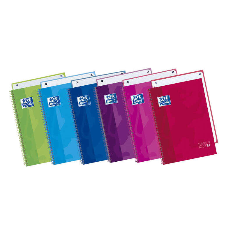 Pack De 24 Unidades Oxford School Classic Europeanbook 1 Cuaderno A4+ 80 Hojas Microperforadas Cuadricula 5x5mm - Tapa