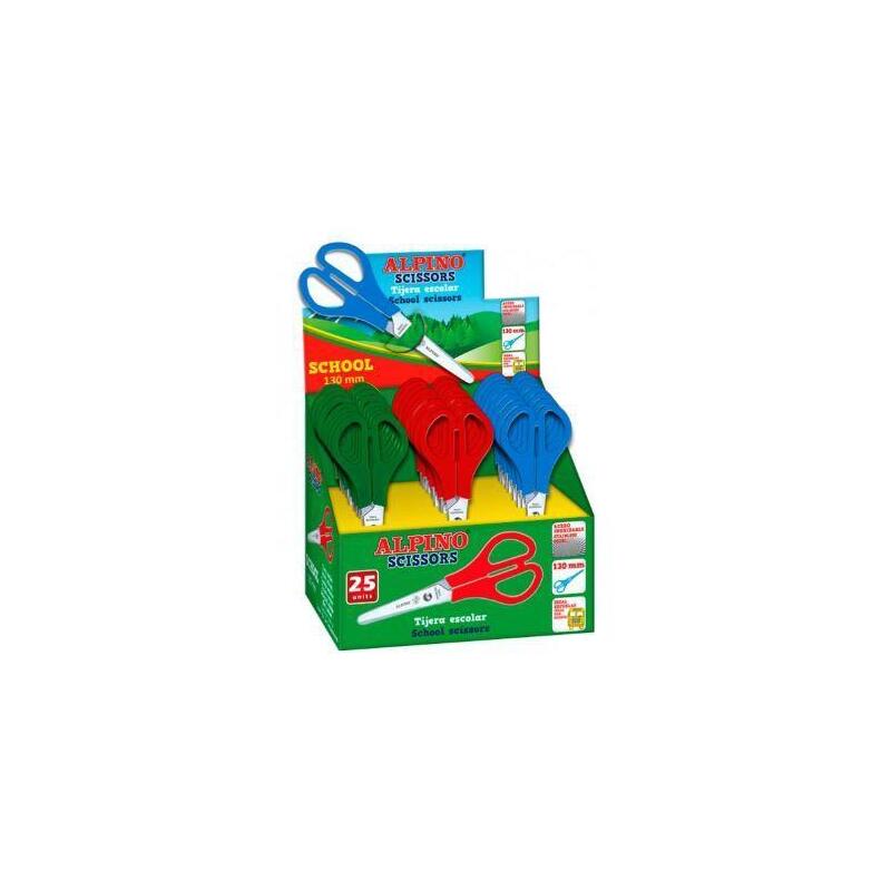 Pack De 25 Unidades Alpino Tijeras Escolares School Especial Acero Inoxidable C/Surtidos