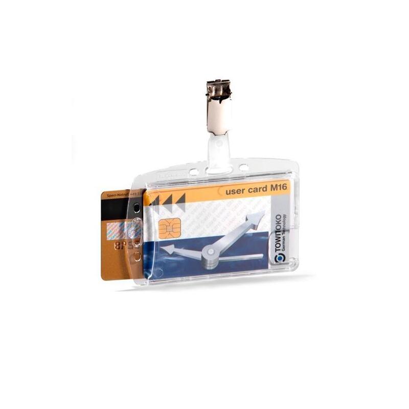 Pack De 25 Unidades Durable Identificador Rígido Con Pinza Cerrado Para 2 Tarjetas Transparente