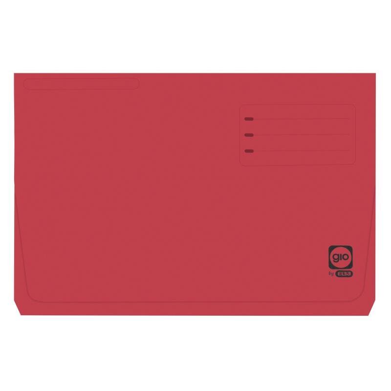 Pack De 25 Unidades Gio By Elba Subcarpeta Con Bolsa Y Solapa Folio Rojo - Resistente Cartulina De 320gr - Bolsa Y