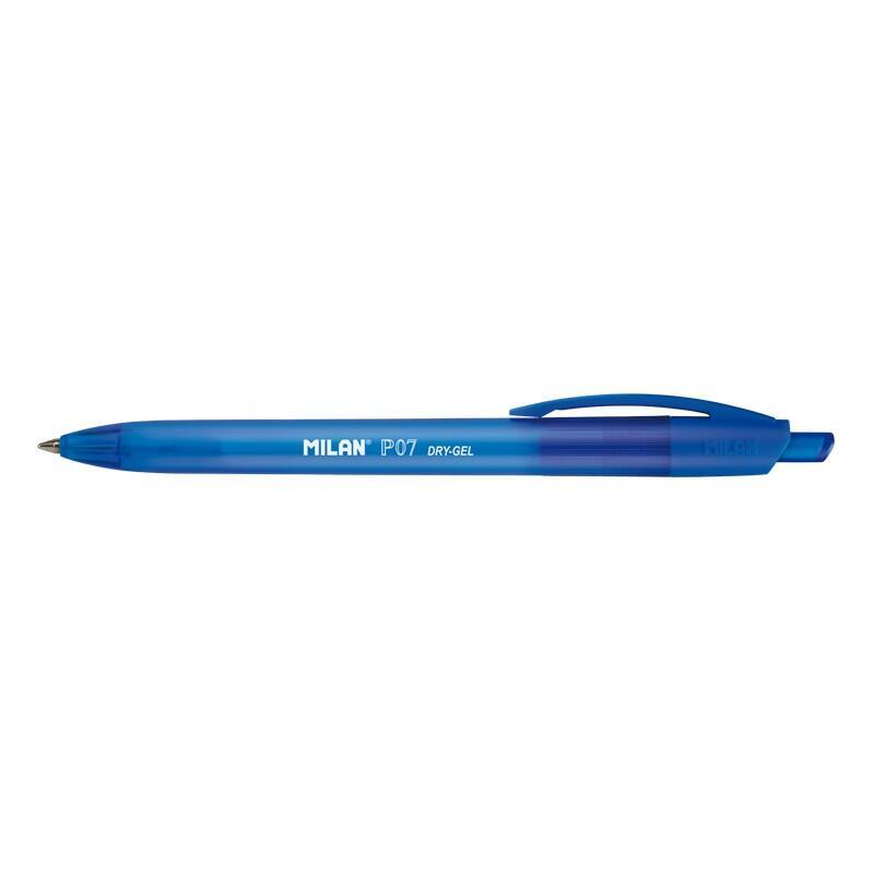 Pack De 25 Unidades Milan P07 Dry-Gel Boligrafo De Gel Retractil - Punta 0.7mm - Secado Rapido - Color Azul