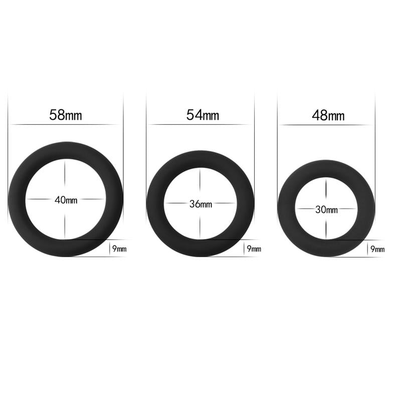 Pack De 3 Anillos Para El Pene Power Plus Negro