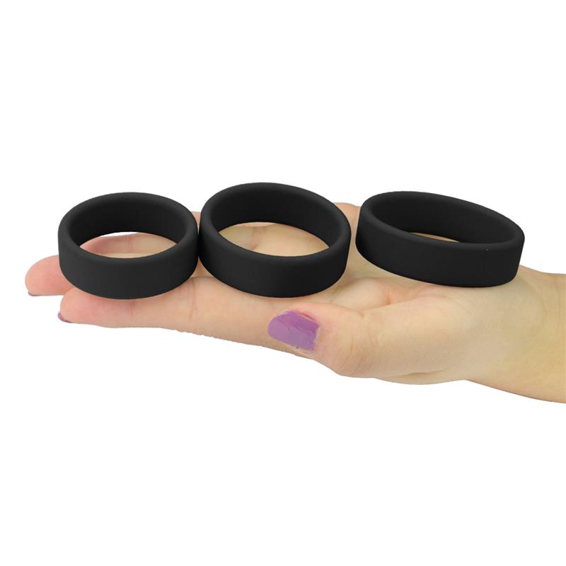 Pack De 3 Anillos Para El Pene Power Ring Negro