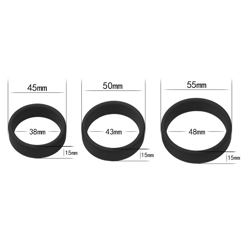Pack De 3 Anillos Para El Pene Power Ring Negro