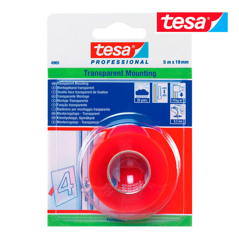 Pack De 3 Unidades - Cinta Doble Cara Transparete Exterior 5m X 19mm 4965 Tesa