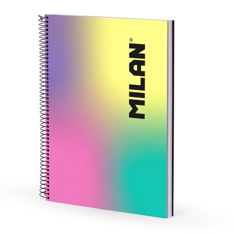 Pack De 3 Unidades - Cuaderno A4, Con Espiral, Tapa Dura, 120 Hojas Cuadriculadas, Banda Color, Multicolor