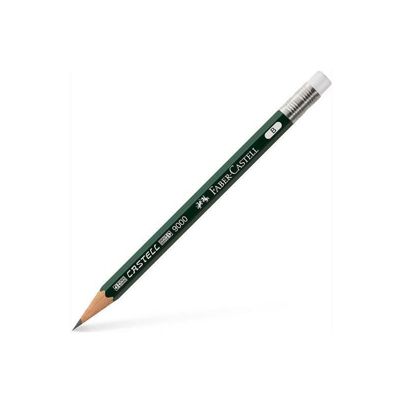 Pack De 3 Unidades Faber Castell Lápiz Corto Con Goma Para Recambio 9000 B