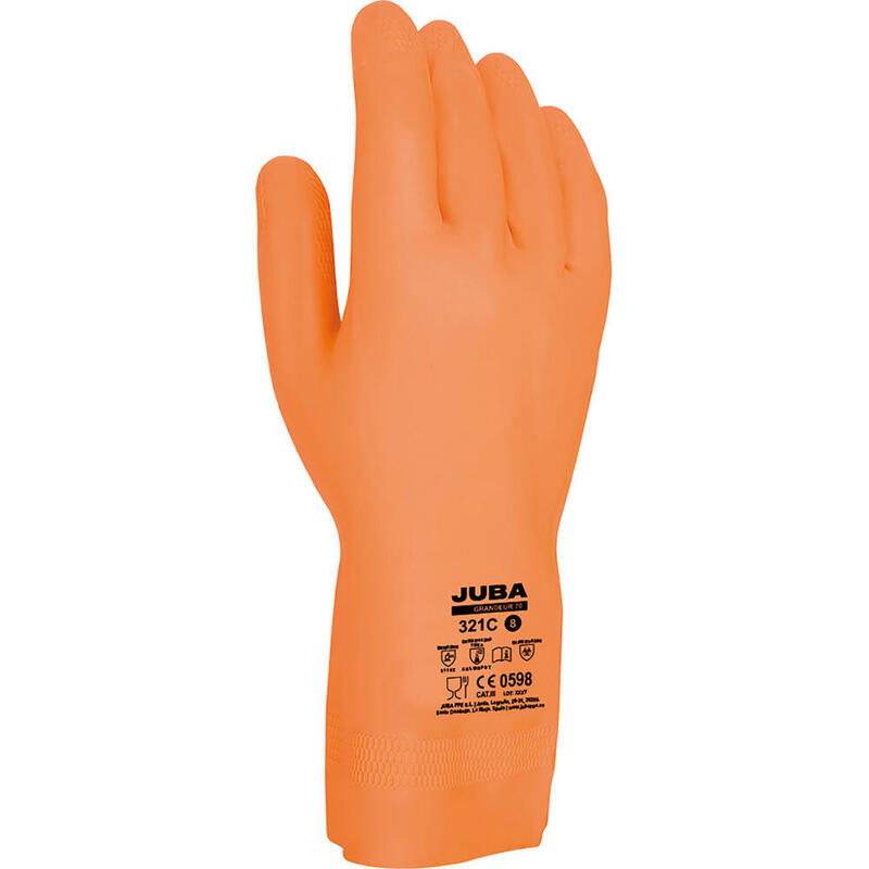Pack De 3 Unidades - Guante Látex / Neopreno, Flocado Interior Algodón, Naranja, T-08