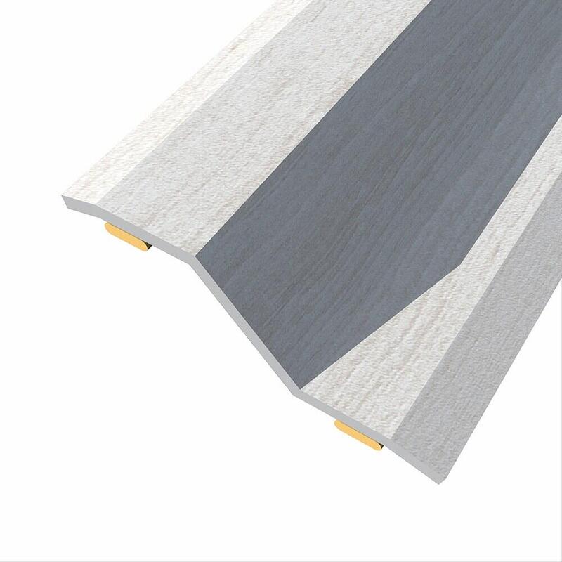 Pack De 3 Unidades - Junta De Acero Para Desnivel 8-14 Mm, Adhesiva, Flooring, Roble Gris, 166 X 3,6 Cm